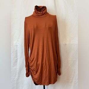 360 - Hailey & Co Elegant Rust Long Sleeve Turtleneck Dress